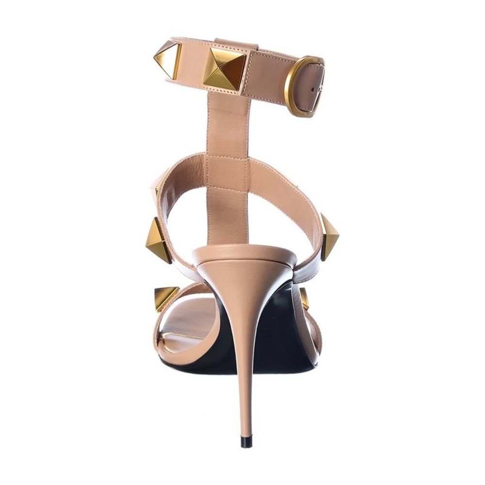 Valentino Roman Stud 100 Leather Ankle Strap Sandal, Pink - Picture 3 of 5